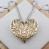 Sterling Silver Large Golden Heart