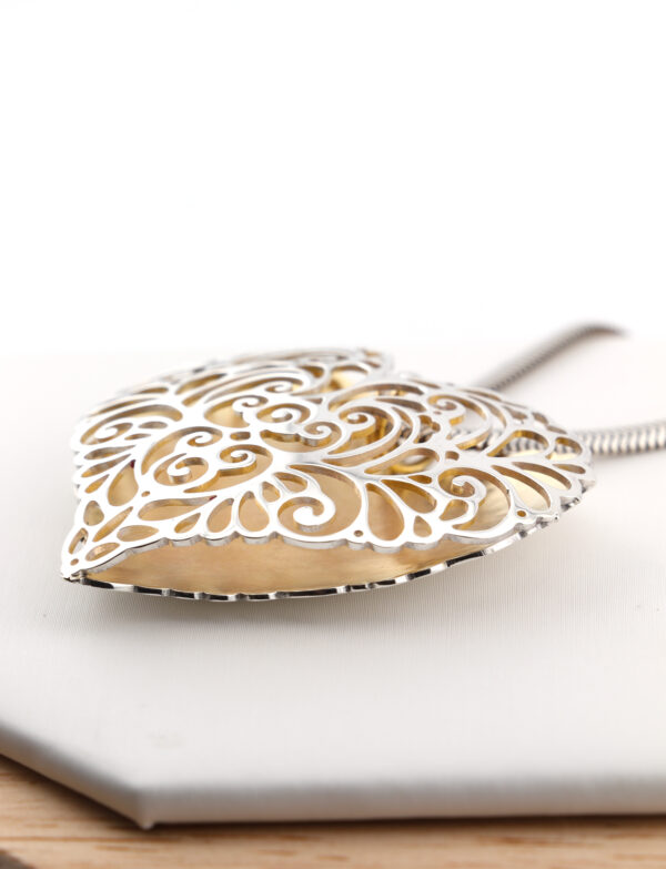 Sterling Silver Large Golden Heart