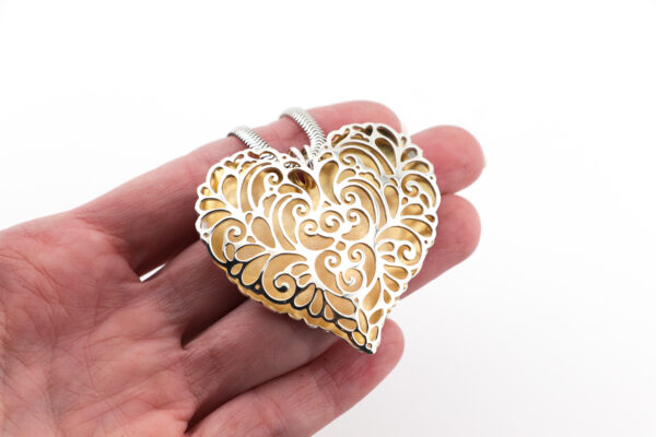 Sterling Silver Large Golden Heart