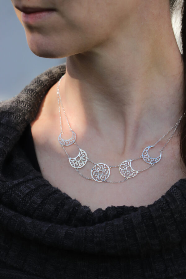 Sterling Silver Moon Phases Necklace