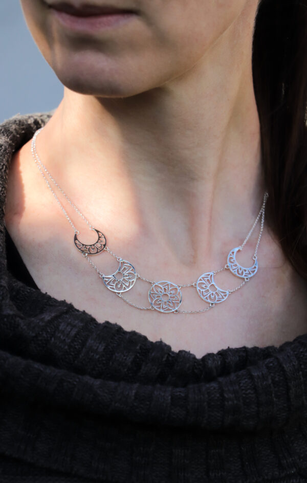 Sterling Silver Moon Phases Necklace