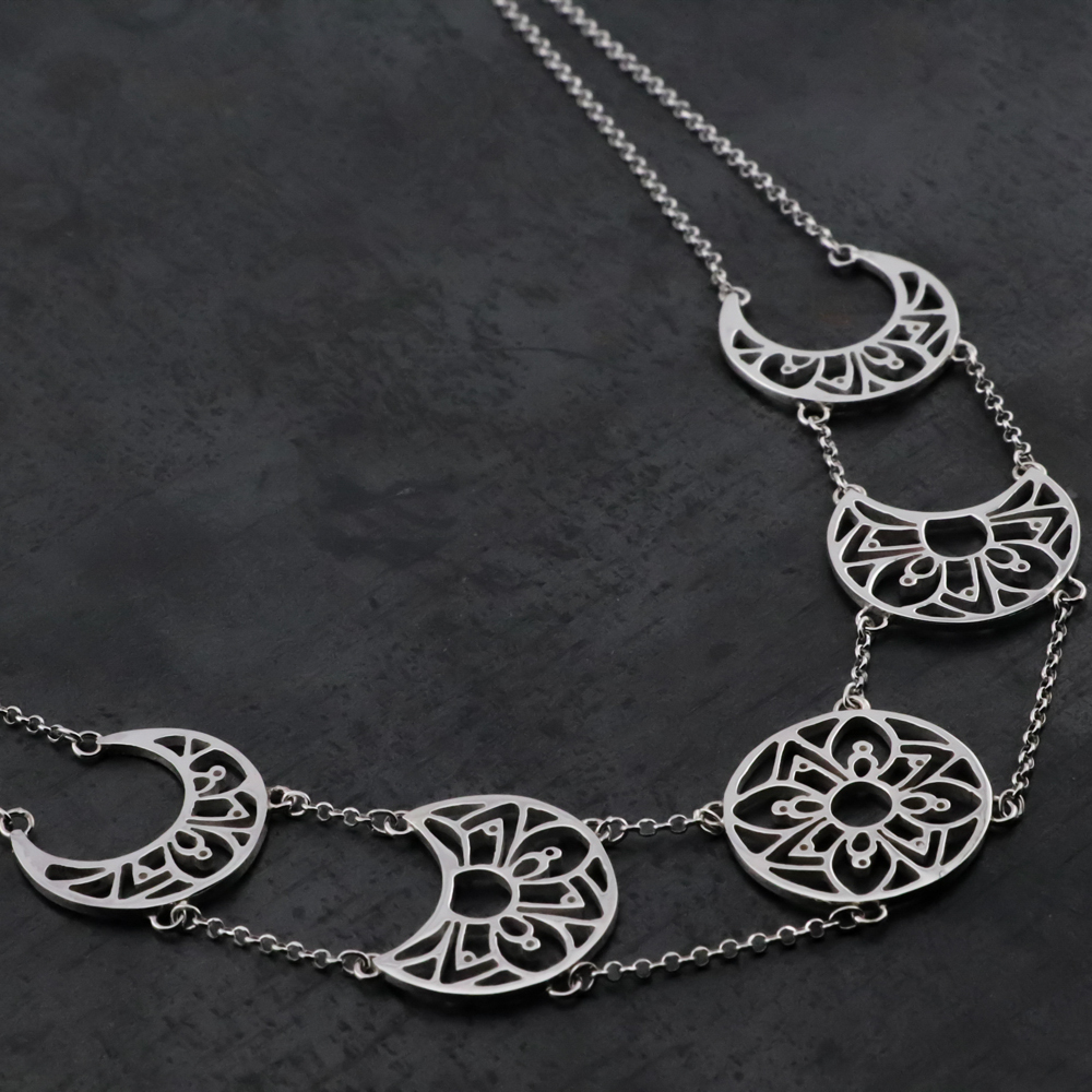 Sterling Silver Moon Phases Necklace
