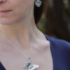 Silver & BlackHeart Butterfly Necklace