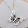 Silver & BlackHeart Butterfly Necklace