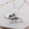 Silver & BlackHeart Butterfly Necklace