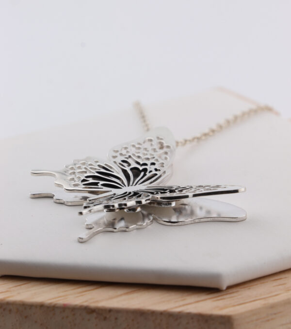 Silver & BlackHeart Butterfly Necklace