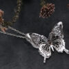 Silver & BlackHeart Butterfly Necklace