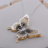Silver & Gold Heart Butterfly Necklace