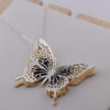 Silver & Gold Heart Butterfly Necklace