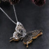 Silver & Gold Heart Butterfly Necklace