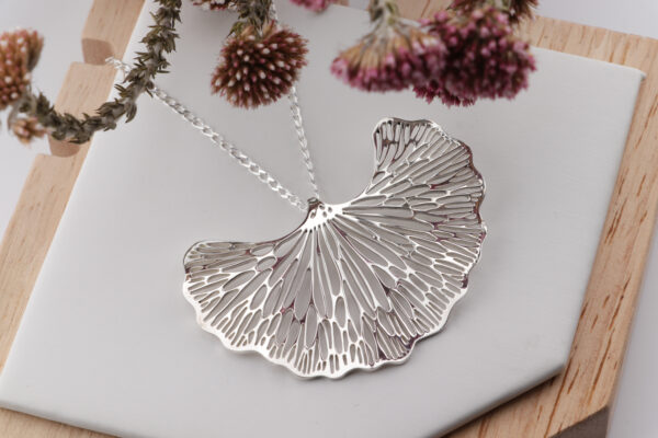 Sterling Silver Ginkgo Leaf Statement Pendant