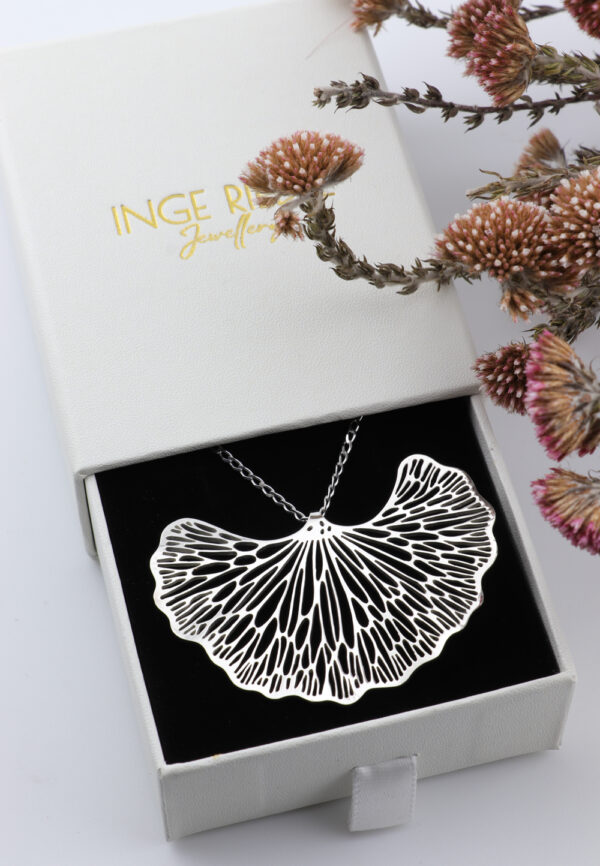 Sterling Silver Ginkgo Leaf Statement Pendant