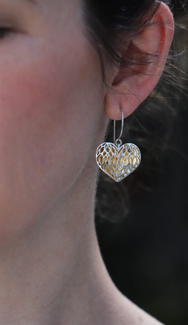 Puffy Golden Heart Earrings