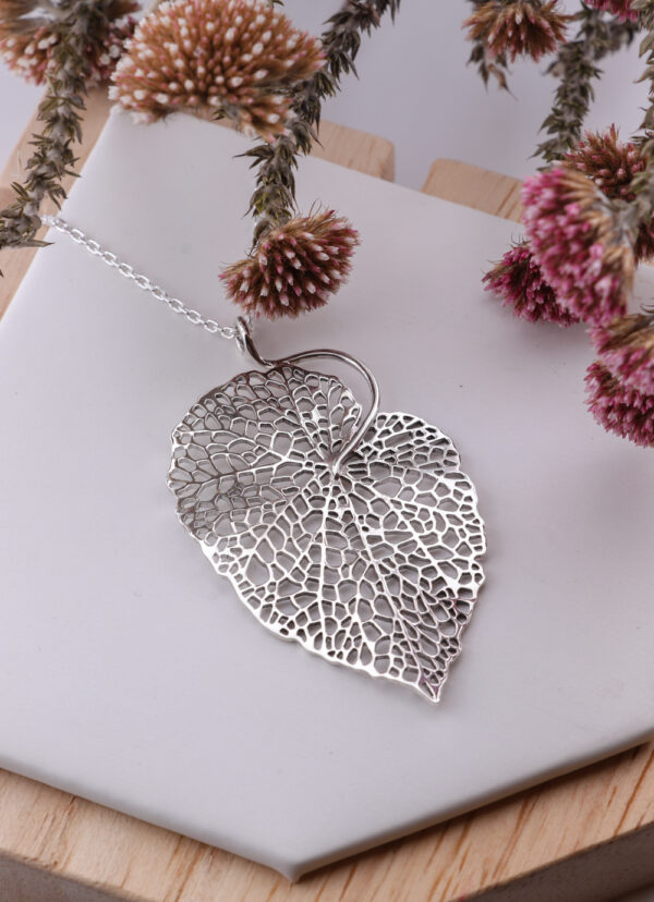 Sterling Silver Skeleton Leaf Pendant Necklaces Sterling Silver Skeleton Leaf Pendant
