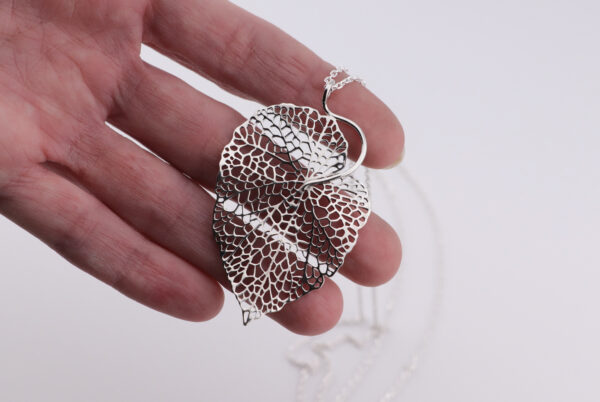 Sterling Silver Skeleton Leaf Pendant Necklaces Sterling Silver Skeleton Leaf Pendant
