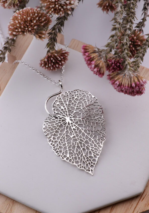 Sterling Silver Skeleton Leaf Pendant Necklaces Sterling Silver Skeleton Leaf Pendant