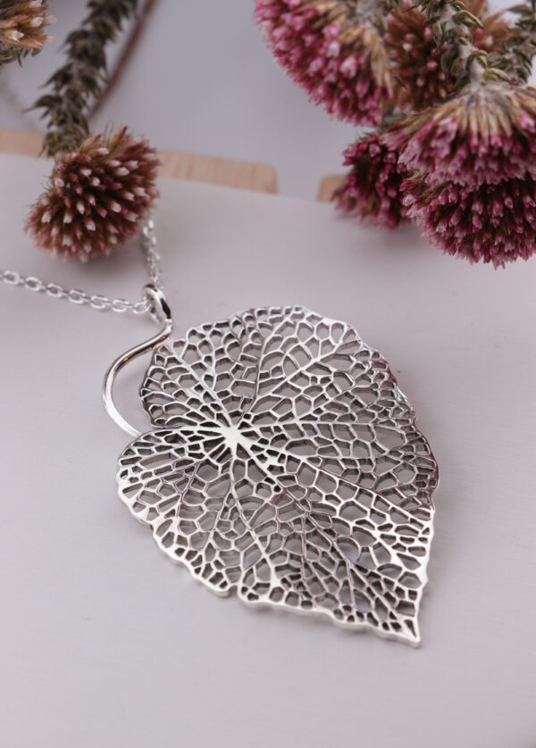 Sterling Silver Skeleton Leaf Pendant Necklaces Sterling Silver Skeleton Leaf Pendant