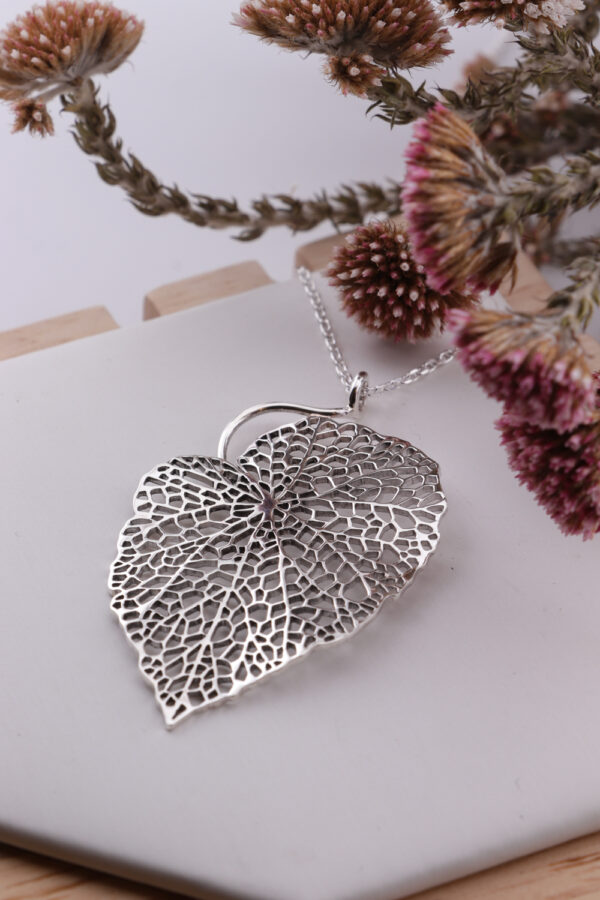 Sterling Silver Skeleton Leaf Pendant Necklaces Sterling Silver Skeleton Leaf Pendant