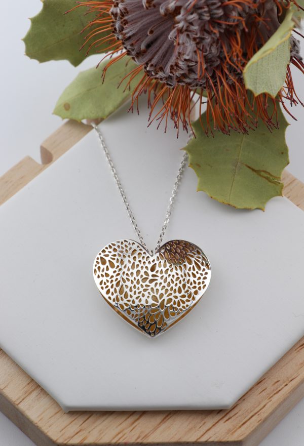 Sterling Silver Puffy Lace Heart Pendant Necklaces Sterling Silver Puffy Lace Heart Pendant