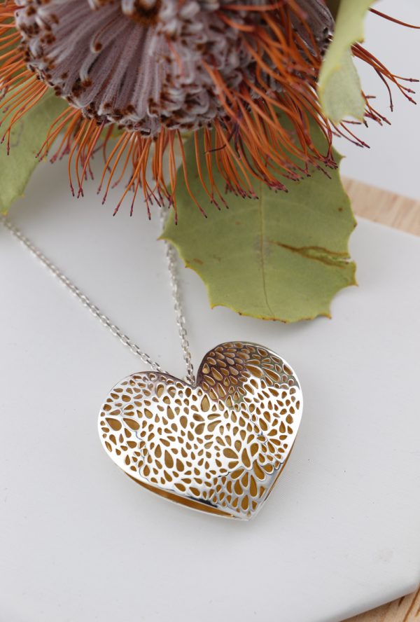 Sterling Silver Puffy Lace Heart Pendant Necklaces Sterling Silver Puffy Lace Heart Pendant