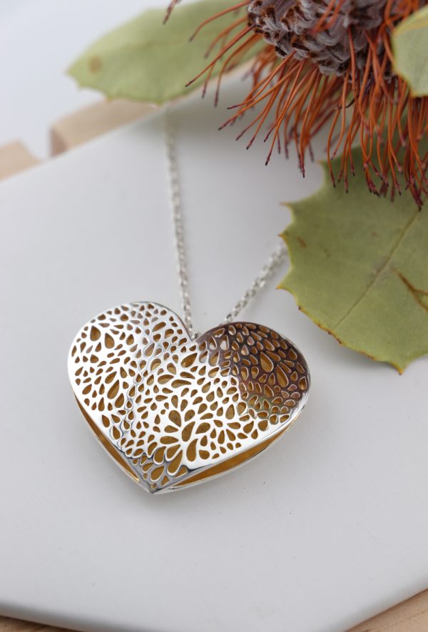 Sterling Silver Puffy Lace Heart Pendant Necklaces Sterling Silver Puffy Lace Heart Pendant