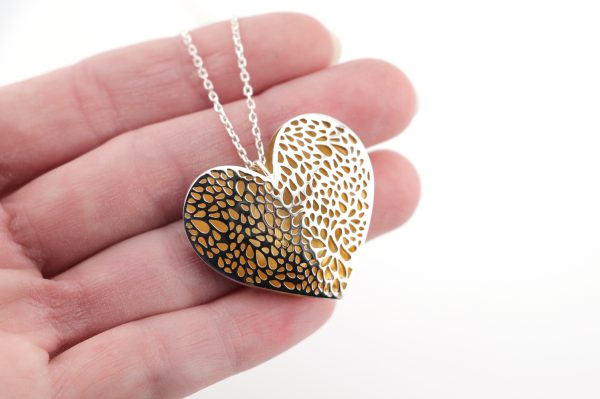 Sterling Silver Puffy Lace Heart Pendant Necklaces Sterling Silver Puffy Lace Heart Pendant