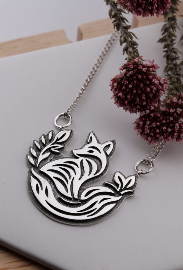 Sterling Silver Layered Fox Pendant