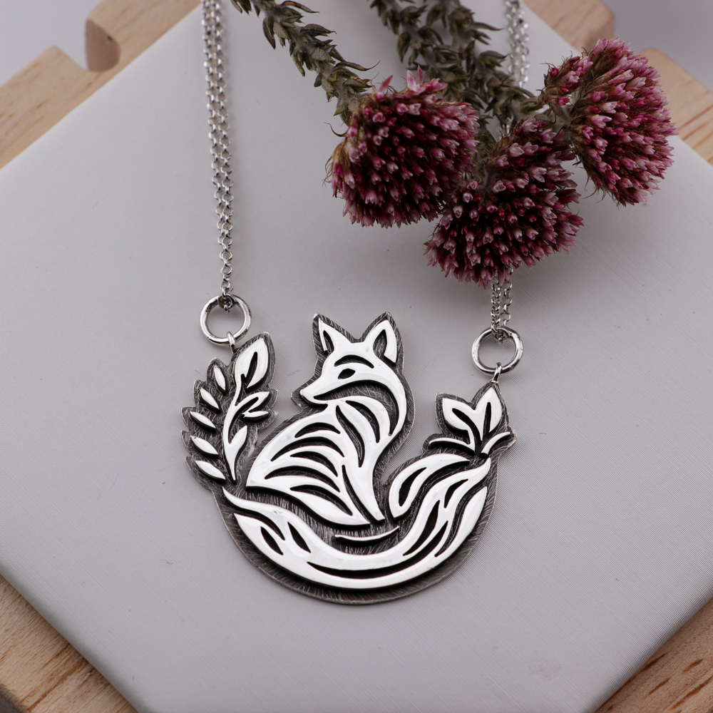 Sterling Silver Layered Fox Pendant