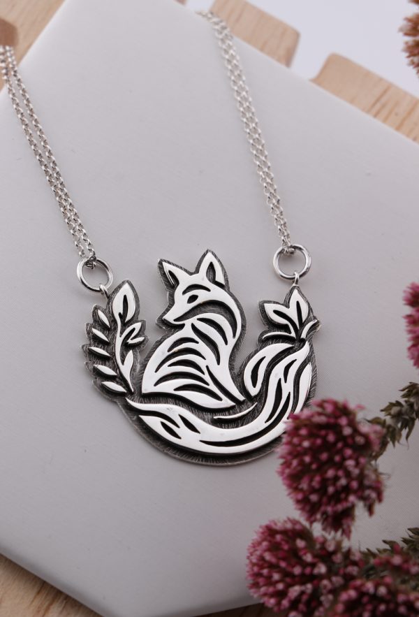 Sterling Silver Layered Fox Pendant