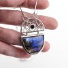 Handmade Sterling Silver Labradorite & Iolite Geometric Necklace
