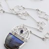 Handmade Sterling Silver Labradorite & Iolite Geometric Necklace