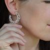 Sterling Silver Handmade Leaf Hoop Earrings