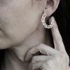 Sterling Silver Handmade Leaf Hoop Earrings