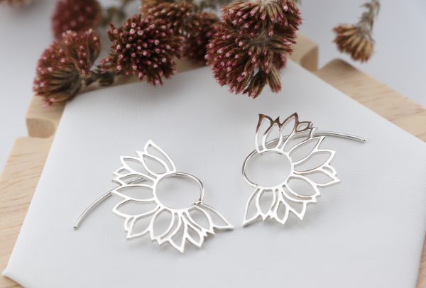 Sterling Silver Half-Sunflower Earrings