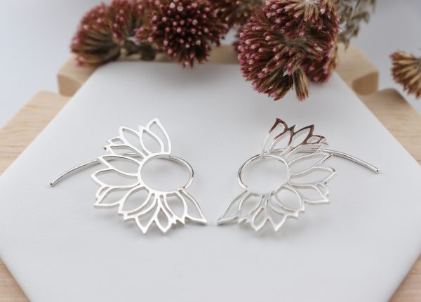Sterling Silver Half-Sunflower Earrings