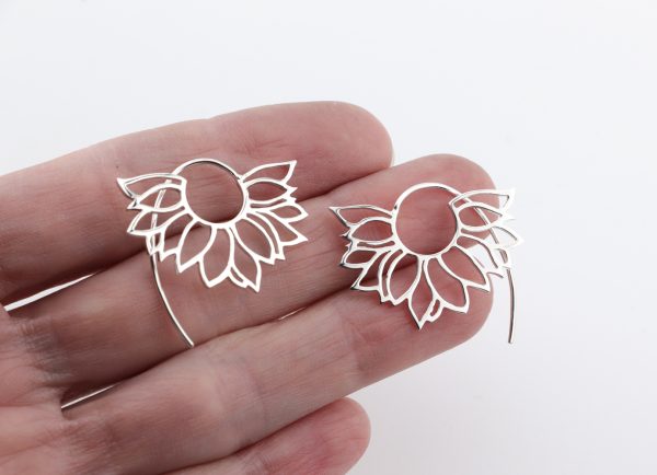 Sterling Silver Half-Sunflower Earrings