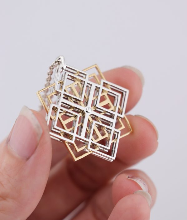 Sterling Silver Triple Layered Square Pendant