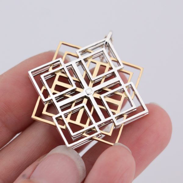 Sterling Silver Triple Layered Square Pendant