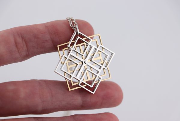 Sterling Silver Triple Layered Square Pendant