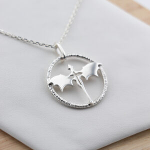 Fourth Wing Dragon Pendant – Handmade, Sterling Silver