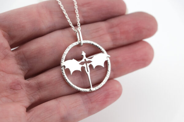 Fourth Wing Dragon Pendant – Handmade, Sterling Silver